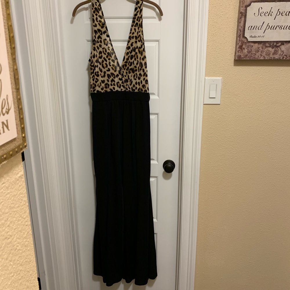 Leopard print and black women’s jumpsuit